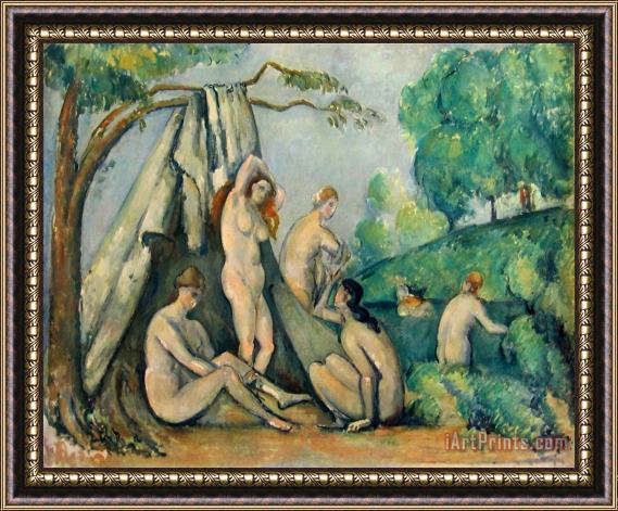Paul Cezanne Bathers in Front of a Tent Framed Painting