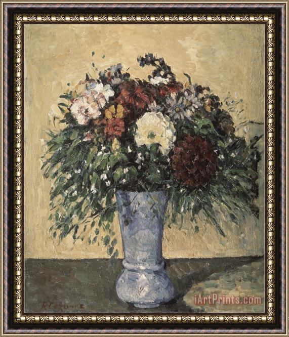 Paul Cezanne Bouquet in a Blue Vase Framed Print