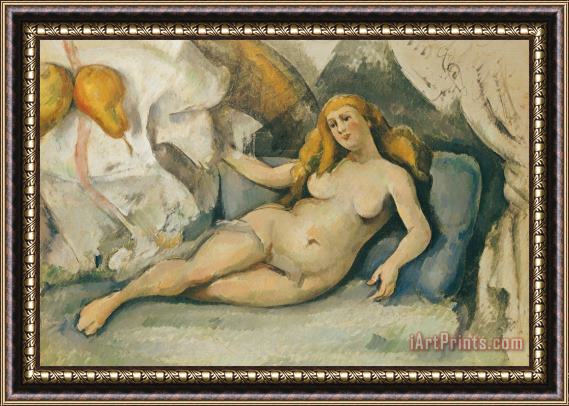 Paul Cezanne Female Nude on a Sofa Framed Painting