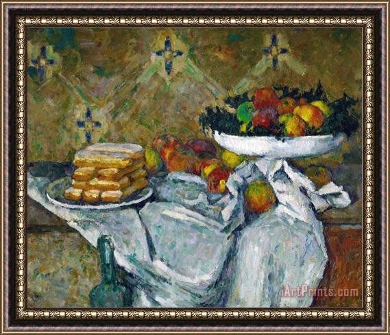 Paul Cezanne Fruit Bowl And Plate with Biscuits Circa 1877 Framed Print