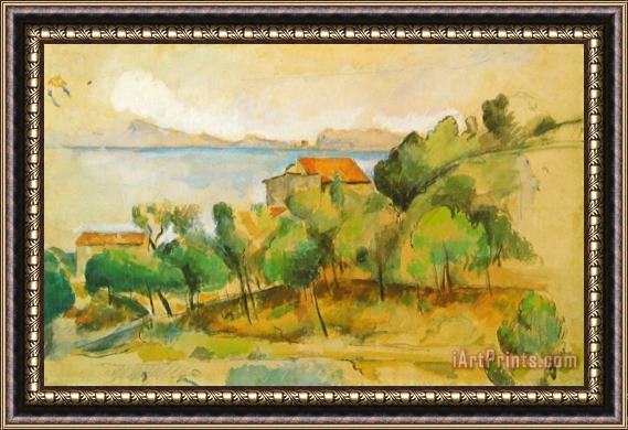 Paul Cezanne Landscape on The Mediterranean Framed Painting