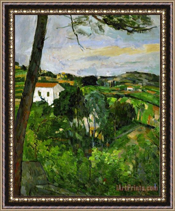 Paul Cezanne Landscape with Red Rooftops Also Called Pine Tree at L Estaque 1876 Framed Print