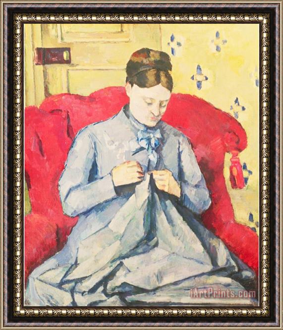 Paul Cezanne Madame Cezanne Sewing Framed Painting
