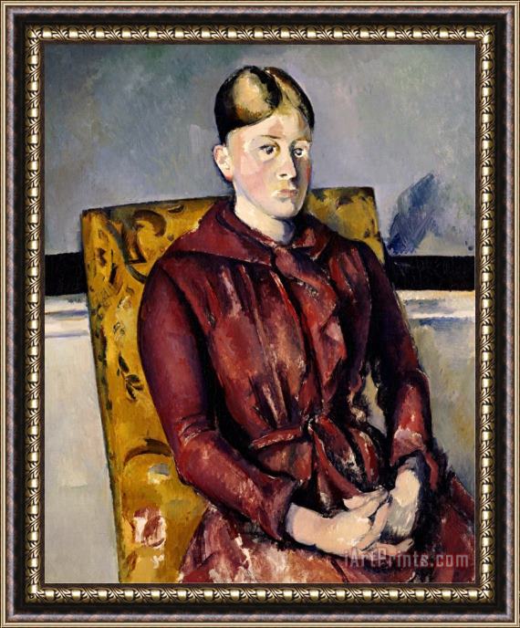Paul Cezanne Madame Cezanne with a Yellow Armchair 1888 1890 Framed Painting