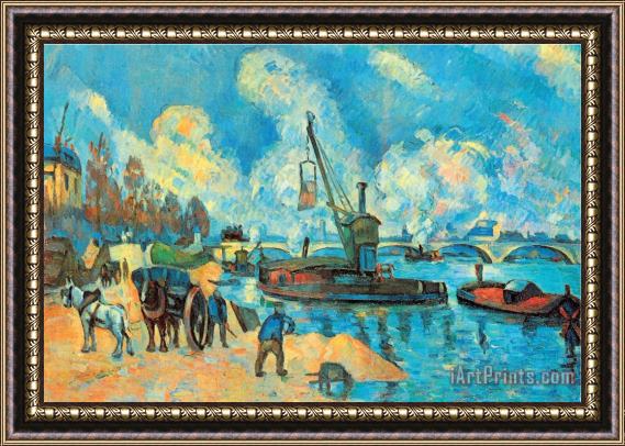 Paul Cezanne On The Banks of The Sein at Bercy Framed Painting