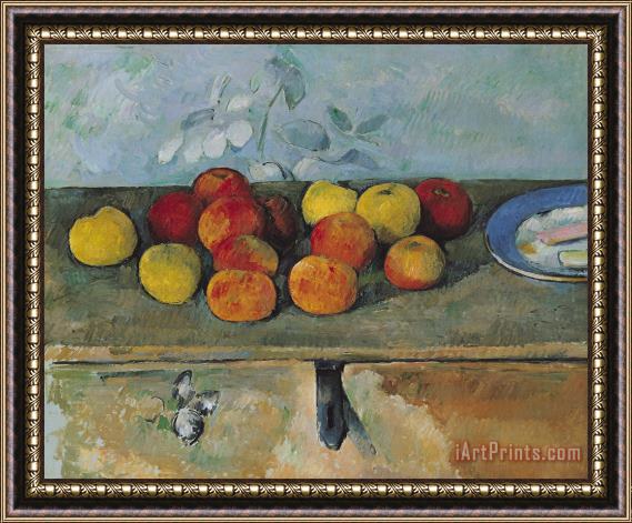Paul Cezanne Still life of apples and biscuits Framed Painting