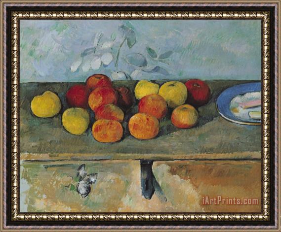 Paul Cezanne Still Life of Apples And Biscuits Framed Painting