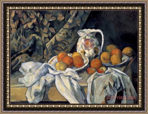 Paul Cezanne Still Life with a Curtain And Pitcher Framed Print