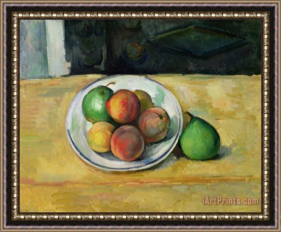 Paul Cezanne Still Life with a Peach and Two Green Pears Framed Painting
