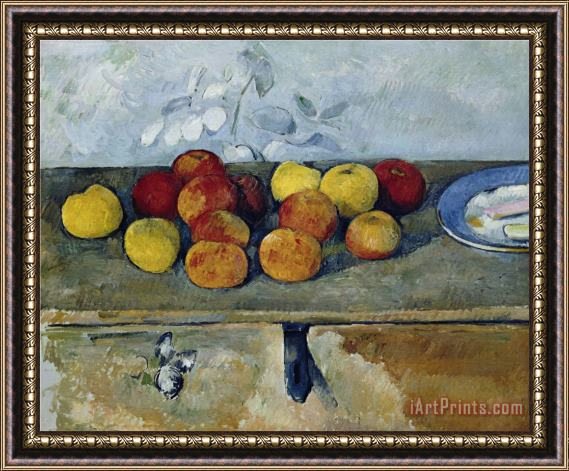 Paul Cezanne Still Life with Apples And Cookies 1879 82 Framed Print