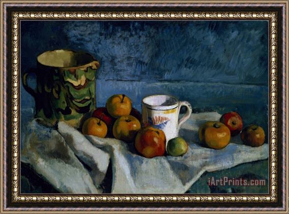 Paul Cezanne Still Life with Apples Cup And Pitcher Framed Print