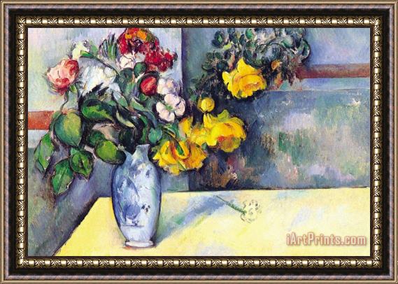 Paul Cezanne Still Life with Flowers in a Vase Framed Painting