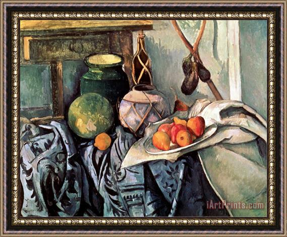 Paul Cezanne Still Life with Pitcher And Aubergines Framed Painting