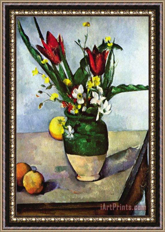 Paul Cezanne Still Life with Tulips And Apples Framed Print
