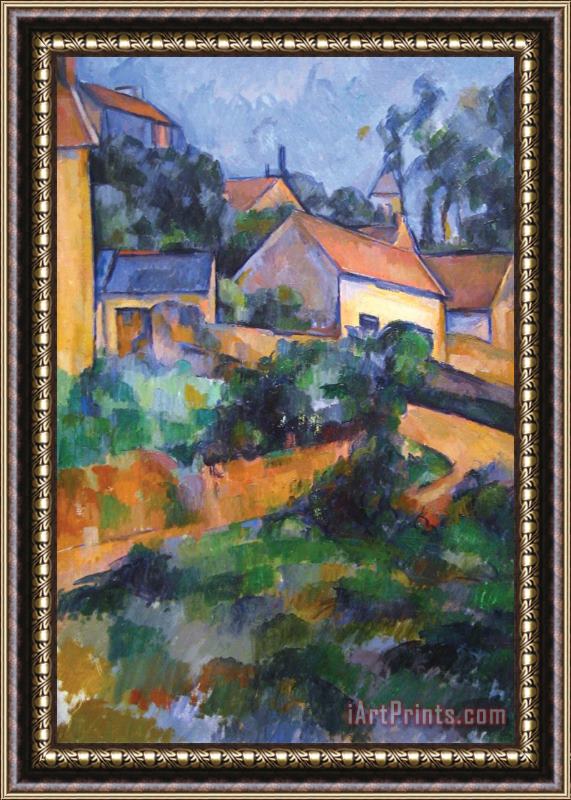 Paul Cezanne Turning Road at Montgeroult Framed Painting