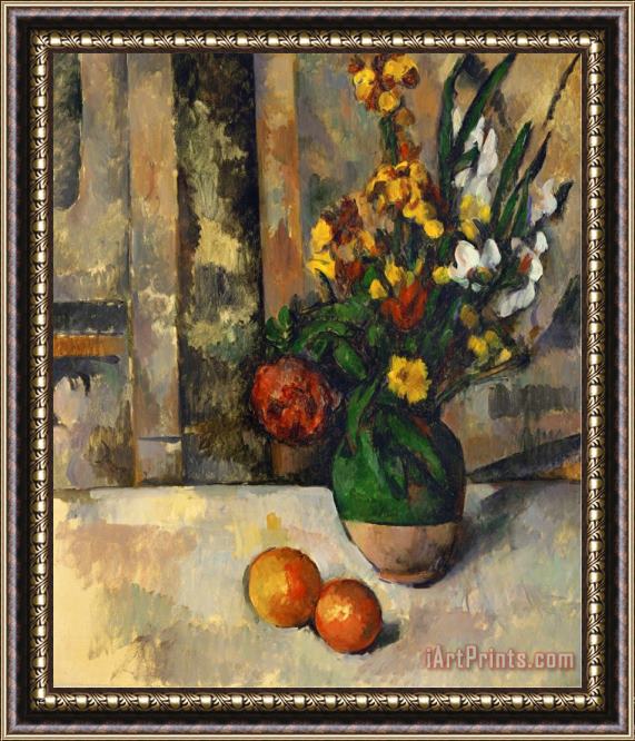 Paul Cezanne Vase And Apples Framed Print