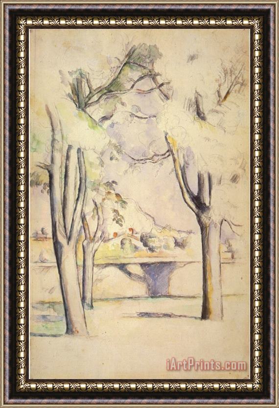 Paul Cezanne View Thru The Trees 1887 Framed Print