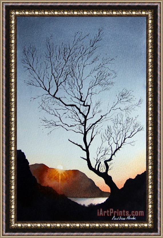 Paul Dene Marlor Tree above Crummock water Framed Painting