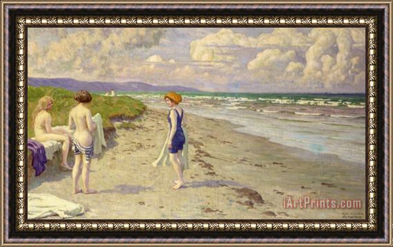 Paul Fischer Girls Preparing To Bathe On The Beach Framed Print