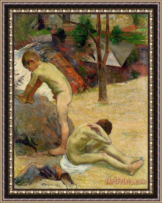 Paul Gauguin Breton Boys Bathing Framed Print