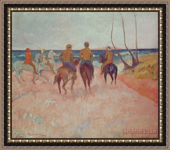 Paul Gauguin Horseman on the Beach Framed Print