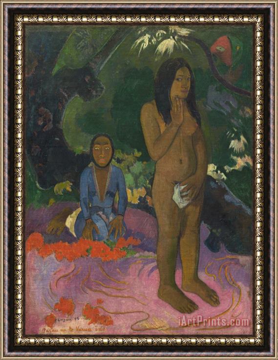Paul Gauguin Parau Na Te Varua Ino (words of The Devil) Framed Print