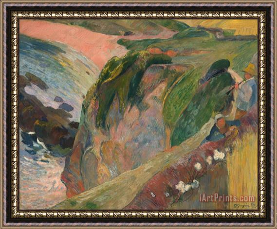 Paul Gauguin The Flageolet Player on The Cliff Framed Painting