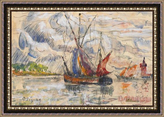 Paul Signac Fishing Boats In La Rochelle Framed Print