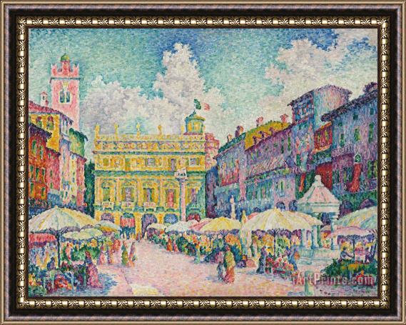 Paul Signac Market Of Verona Framed Print