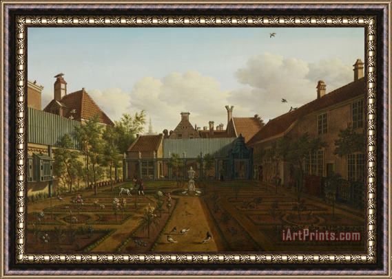 Paulus Constantin La Fargue View Of A Town House Garden In The Hague Framed Painting