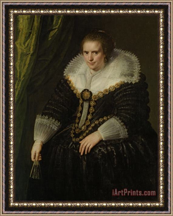 Paulus Moreelse Portrait of a Noble Woman Framed Painting