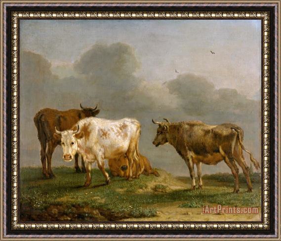 Paulus Potter Four Cows in a Meadow Framed Painting