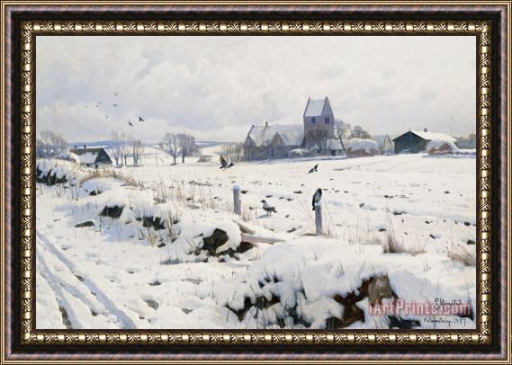 Peder Monsted A Winter Landscape Holmstrup Framed Print