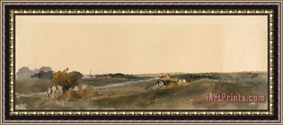 Peter de Wint Haymaking on The Banks of a Lincolnshire River Framed Print