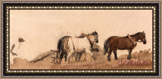 Peter de Wint Plough Horses Framed Painting