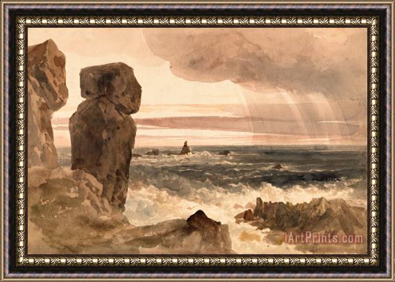 Peter de Wint Seascape with Rocks Lizard, Cornwall Framed Painting