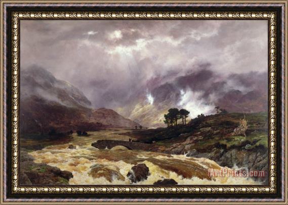 Peter Graham A Spate in the Highlands Framed Painting