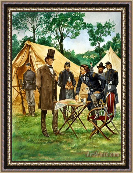 Peter Jackson Abraham Lincoln plans his campaign during the American Civil War Framed Print