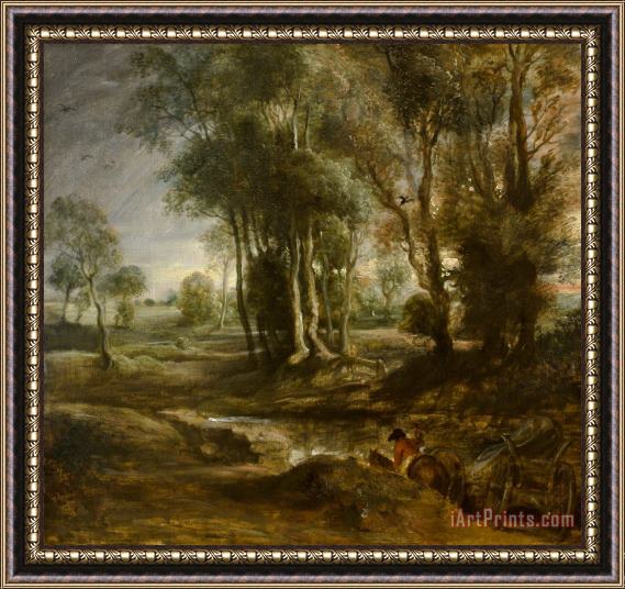 Peter Paul Rubens Evening Landscape with Timber Wagon Framed Print