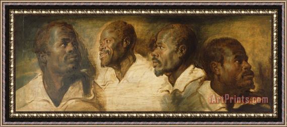 Peter Paul Rubens Four Studies of a Male Head Framed Print