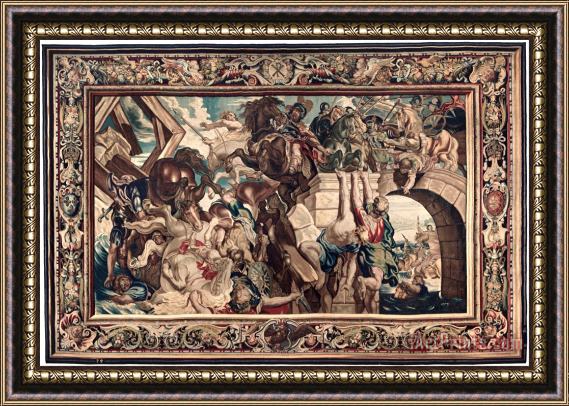 Peter Paul Rubens Tapestry Showing The Triumph of Constantine Over Maxentius at The Battle of The Milvian Bridge Framed Painting