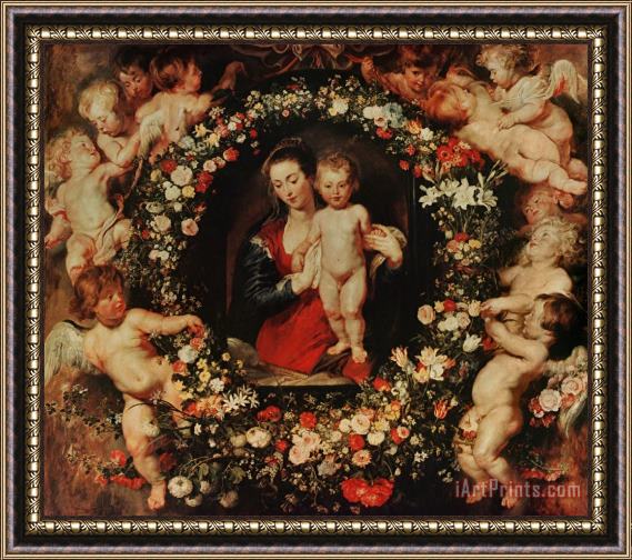 Peter Paul Rubens Virgin with a Garland of Flowers Framed Painting