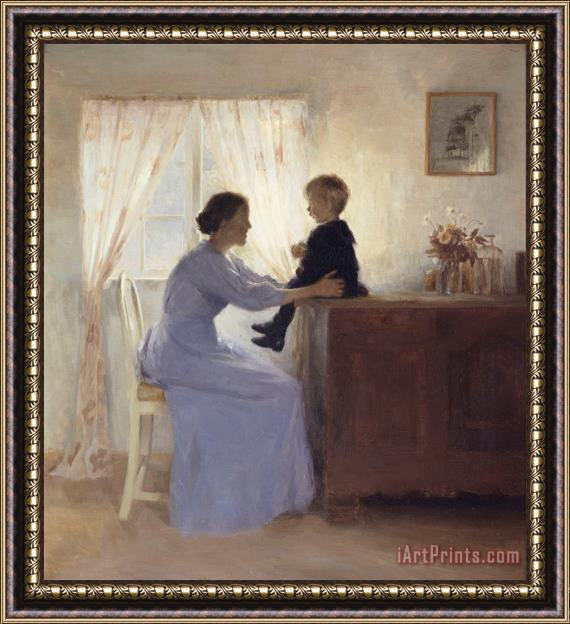 Peter Vilhelm Ilsted A Mother And Child In An Interior Framed Print
