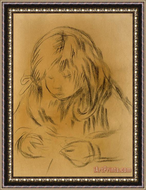 Pierre Auguste Renoir Child Sewing Framed Print