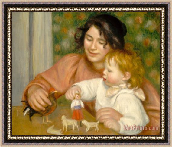 Pierre Auguste Renoir Child With Toys Gabrielle And The Artist's Son Jean Framed Painting