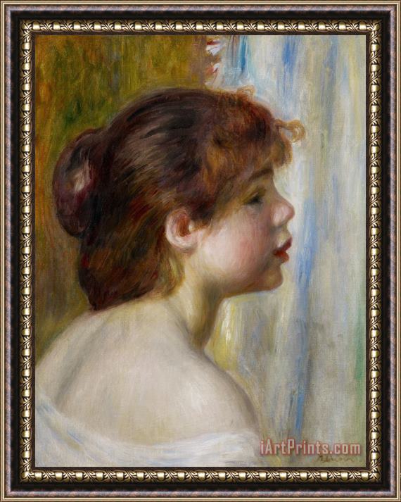 Pierre Auguste Renoir Head Of A Young Woman Framed Painting