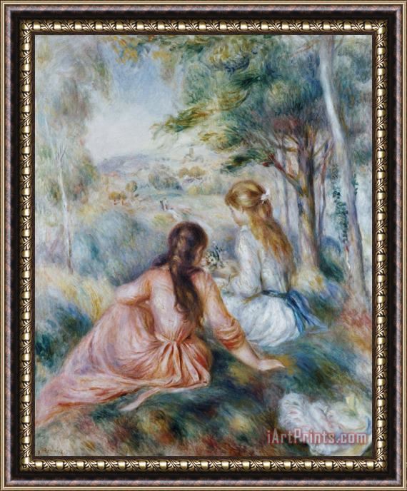 Pierre Auguste Renoir In The Meadow Framed Painting