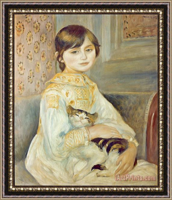 Pierre Auguste Renoir Julie Manet with Cat Framed Print