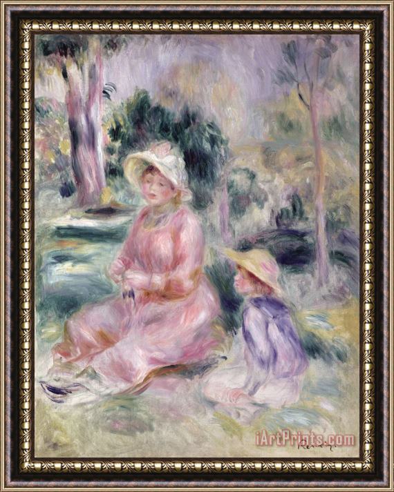 Pierre Auguste Renoir  Madame Renoir and Her Son Pierre Framed Painting
