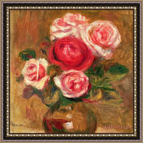 Pierre Auguste Renoir Roses In A Pot Framed Painting